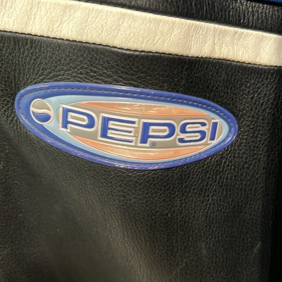 Pepsi Leather Vintage Jacket, Blue and Black with Logo, Large - Picture 3 of 9